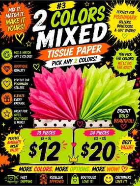 ★ Mixed Color Tissue Paper Bundle Boutique Packaging Reseller Supplies